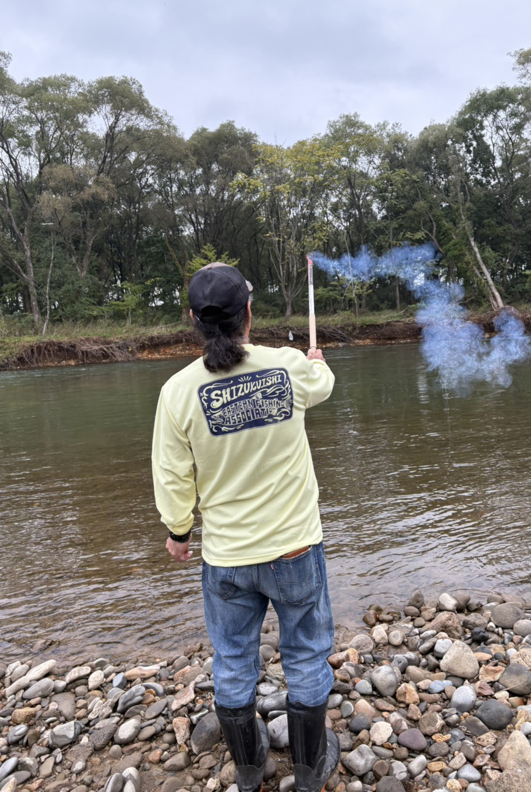 カワウ追い払い